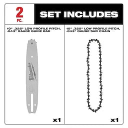 Milwaukee 10 .325 LOW PROFILE™ Pitch, .043 Gauge Saw Chain and Guide Bar Set Milwaukee