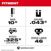 Milwaukee 10 .325 LOW PROFILE™ Pitch, .043 Gauge Saw Chain and Guide Bar Set Milwaukee