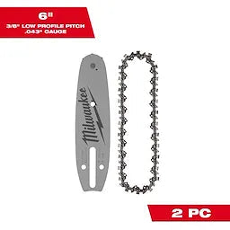 Milwaukee 6 3/8 LOW PROFILE™ Pitch, .043 Gauge Saw Chain and Guide Bar Set Milwaukee