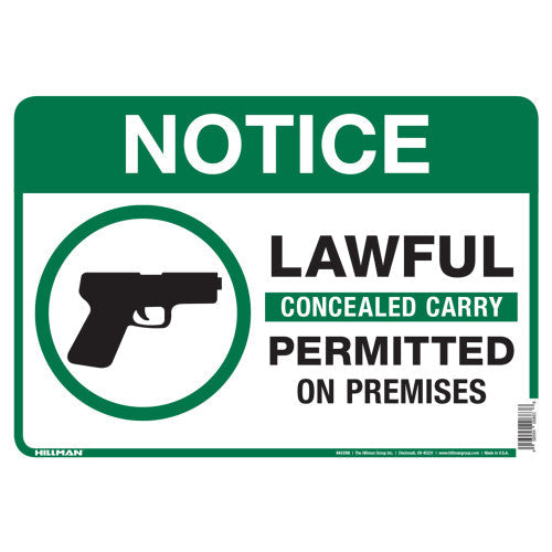 Hillman Aluminum Conceal/Carry Allowed Sign (10 x 14) Hillman