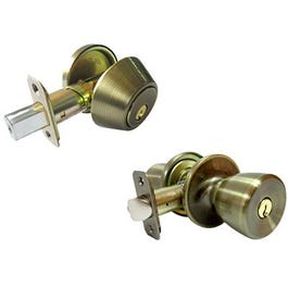 Combination Lockset, Antique Brass TruGuard