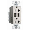 Combo USB Charger With Duplex Receptacle, Nickel, 15-Amp Pass & Seymour