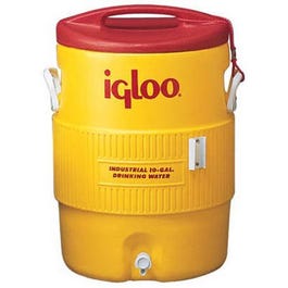 Commercial Water Cooler, Safety Yellow/Red Lid, 10-Gallons Igloo