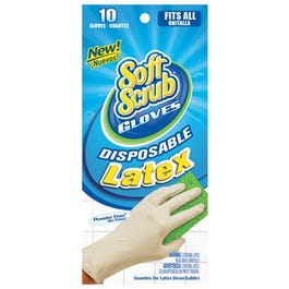 Disposable Latex Gloves, Powder Free, One Size, 10-Ct. Soft Scrub