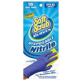 Disposable Nitrile Gloves, Latex & Powder Free, Blue, One Size, 10-Ct. Soft Scrub