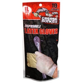 Latex Gloves, Disposable, L, 10-Ct. Grease Monkey