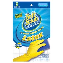 Latex Gloves, Yellow With Flocked Lining, XL, 2-Pr. Soft Scrub