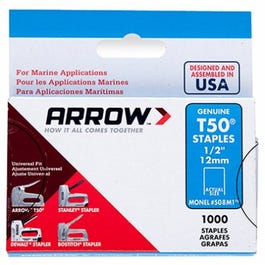 Monel Staples, T50, 1/2-In., 1,000-Pk. Arrow