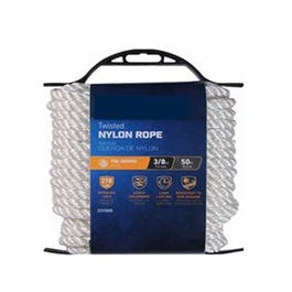 Nylon Rope, Twisted, White, 3/8-In. x 50-Ft. Various