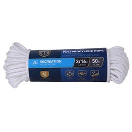 Polypropylene Rope, Diamond Braid, 32 Strand, 3/16-In. x 50-Ft. Various