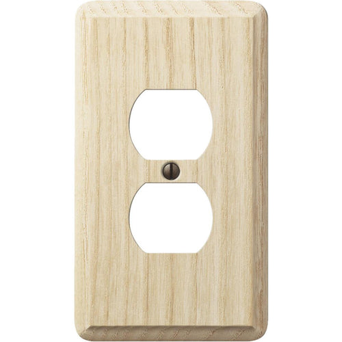 Amerelle 1-Gang Solid Oak Outlet Wall Plate, Unfinished Ash Amerelle