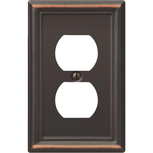 Amerelle Chelsea 1-Gang Stamped Steel Outlet Wall Plate, Aged Bronze Amerelle