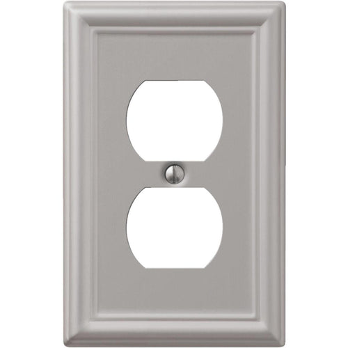 Amerelle Chelsea 1-Gang Stamped Steel Outlet Wall Plate, Brushed Nickel Amerelle