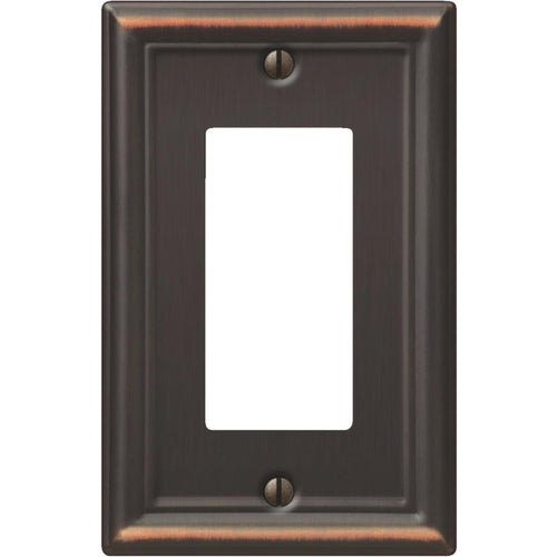 Amerelle Chelsea 1-Gang Stamped Steel Rocker Decorator Wall Plate, Aged Bronze Amerelle