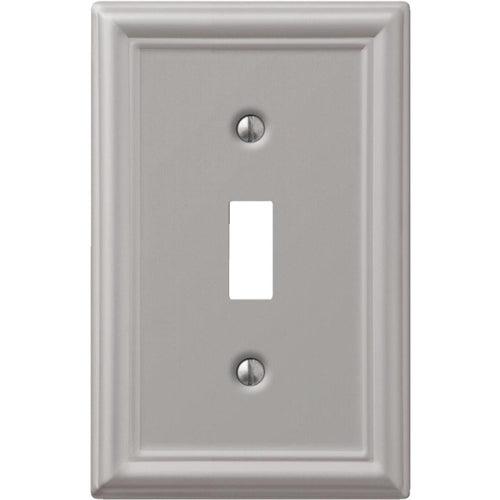 Amerelle Chelsea 1-Gang Stamped Steel Toggle Switch Wall Plate, Brushed Nickel Amerelle