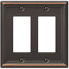 Amerelle Chelsea 2-Gang Stamped Steel Rocker Decorator Wall Plate, Aged Bronze Amerelle