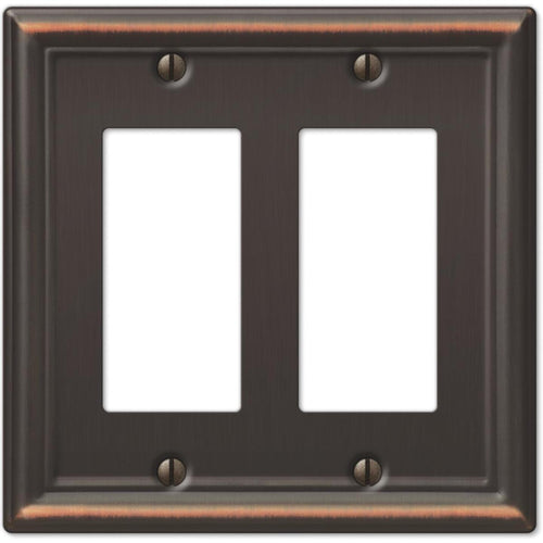 Amerelle Chelsea 2-Gang Stamped Steel Rocker Decorator Wall Plate, Aged Bronze Amerelle