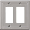 Amerelle Chelsea 2-Gang Stamped Steel Rocker Decorator Wall Plate, Brushed Nickel Amerelle