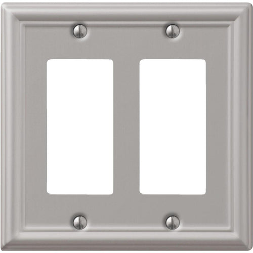 Amerelle Chelsea 2-Gang Stamped Steel Rocker Decorator Wall Plate, Brushed Nickel Amerelle