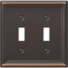 Amerelle Chelsea 2-Gang Stamped Steel Toggle Switch Wall Plate, Aged Bronze Amerelle
