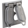 Bell 2-Gang Vertical Mount Die-Cast Metal Gray Weatherproof Outdoor Outlet Cover Bell