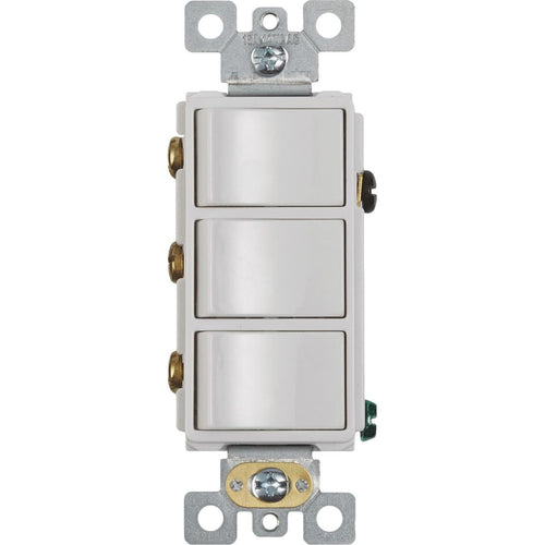 Broan 3-Function 15A 120V White Rocker Switch for Bathroom Exhaust Fan Broan