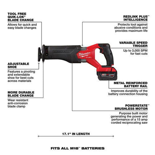 M18 FUEL™ SUPER SAWZALL® Reciprocating Saw - Tool Only